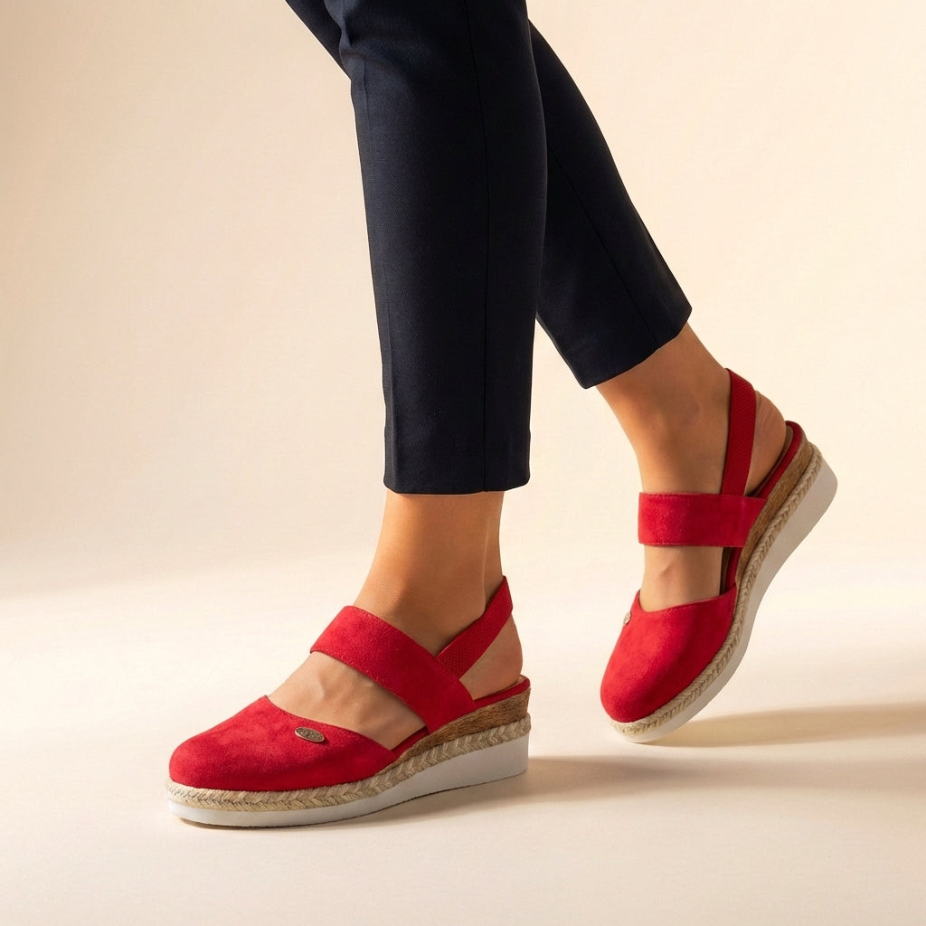 Orthopädische Plateau-Espadrilles für Damen mit verstellbarem Riemen, erhöhter, leichter und bequemer Sohle – Beige Naturfarben, lässig für Strand und Sommerurlaub
