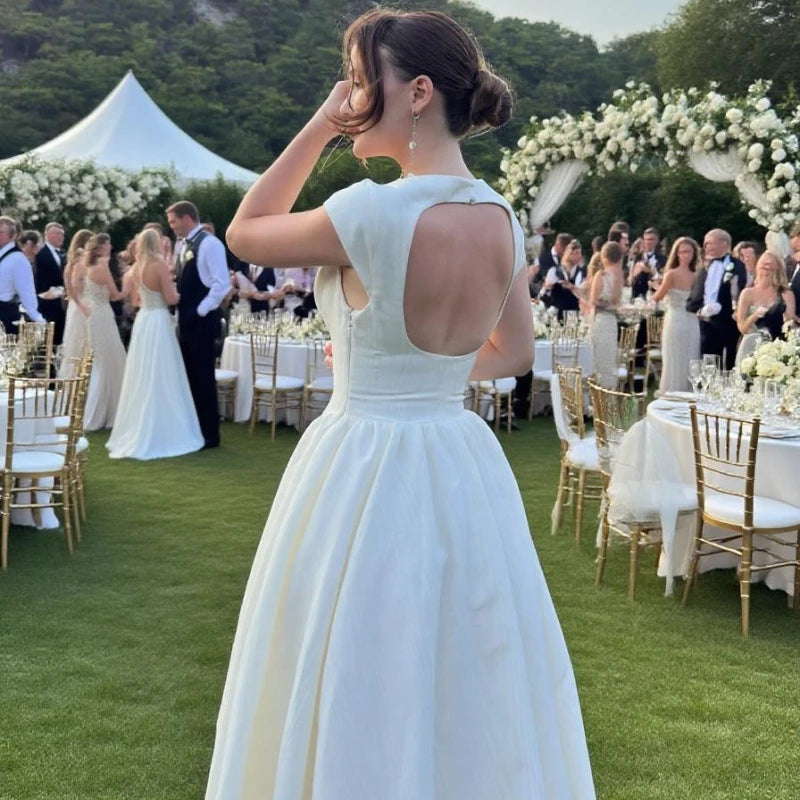 Robe Féminine Suninheart Avec Découpe Circulaire Au Dos, Épaules Larges Et Taille Ajustée, Robe De Bal, Ourlet Mignon, Midi, Robes De Fête de Mariage Formelle