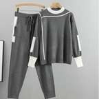 Completo pantaloni e felpa casual per donne con dettagli a contrasto – Kaitlyn
