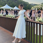 Robe Féminine Suninheart Avec Découpe Circulaire Au Dos, Épaules Larges Et Taille Ajustée, Robe De Bal, Ourlet Mignon, Midi, Robes De Fête de Mariage Formelle