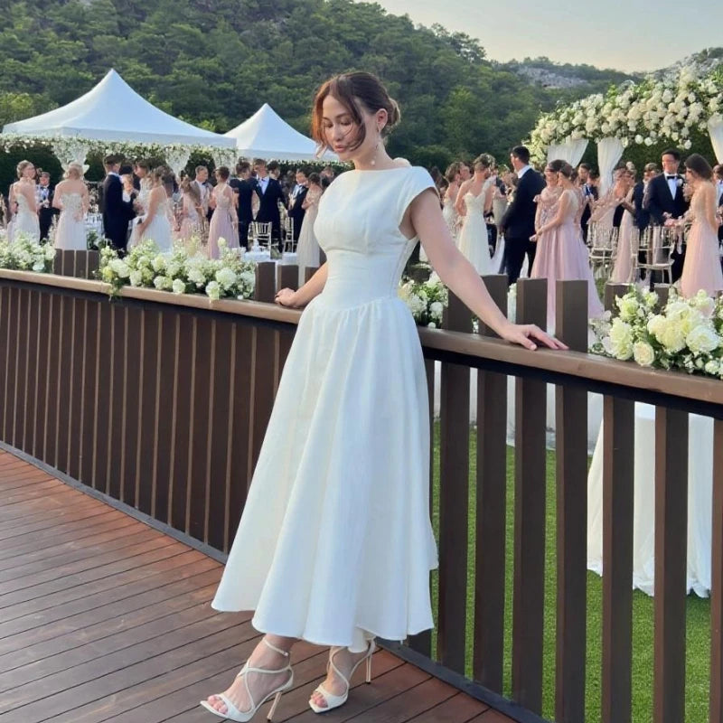 Robe Féminine Suninheart Avec Découpe Circulaire Au Dos, Épaules Larges Et Taille Ajustée, Robe De Bal, Ourlet Mignon, Midi, Robes De Fête de Mariage Formelle