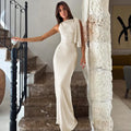 Damenlanges Bodycon-Kleid mit Trägern, Rundhalsausschnitt, ärmellos, Slim Fit, formell, Gala, Cocktail, Date Night, Hochzeit, Gästin, Zeremonie – Naomi