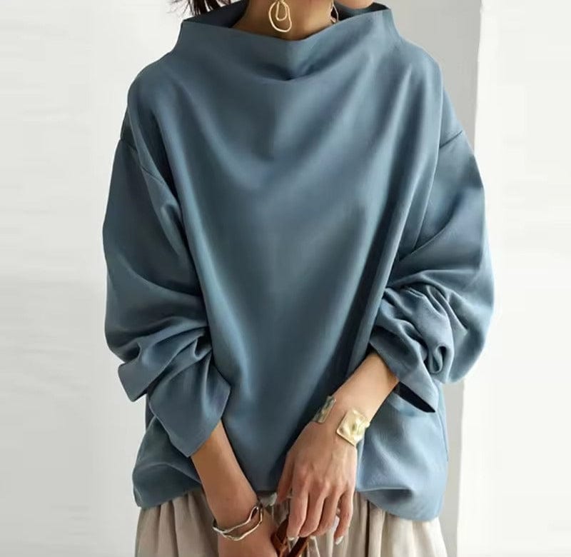 Haut Sophistiqué à Col Montant pour Femmes Silhouette Décontractée Manches Longues Élégant – Renli
