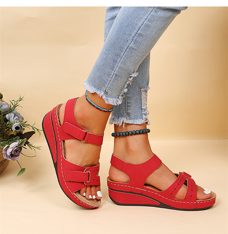 Sandali Zeppa Ortopedici da Donna con Cinturino Regolabile, Punta Aperta, Supporto dell'Arco Plantare, Scarpe Estive Casual – Alfreda