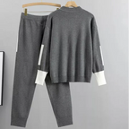 Completo pantaloni e felpa casual per donne con dettagli a contrasto – Kaitlyn