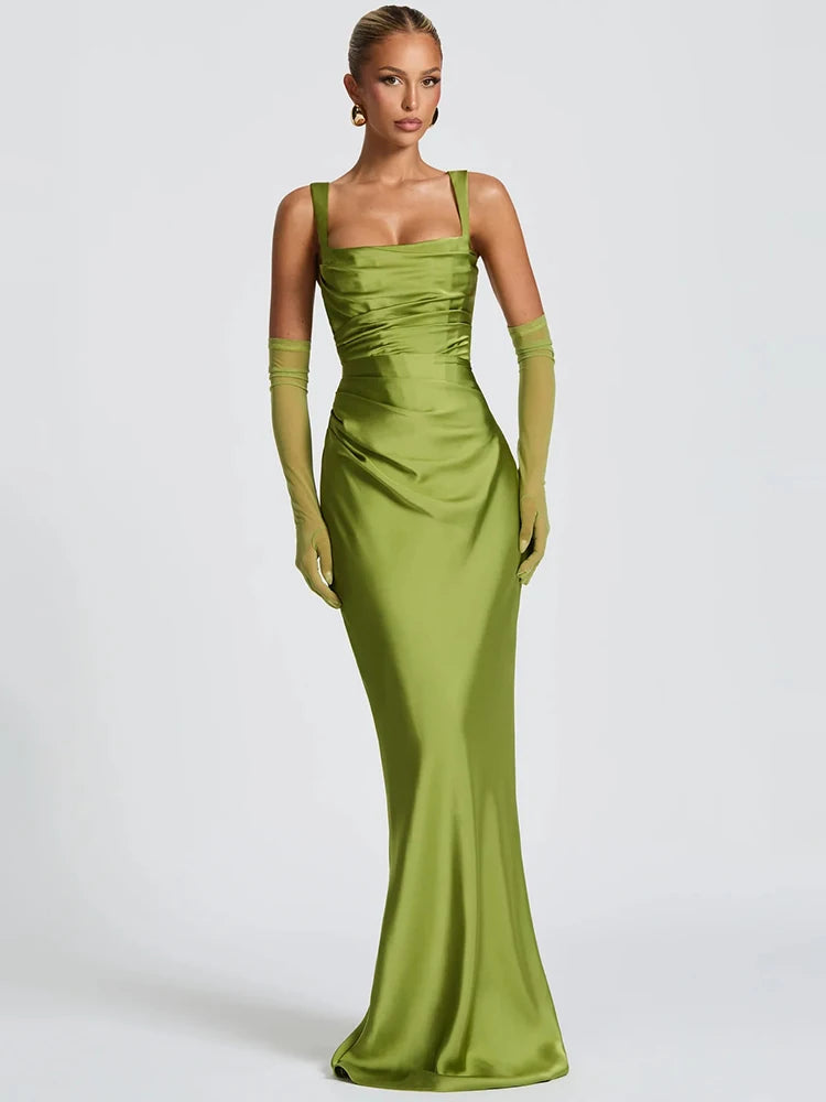 Vestido Mujer Largo Halter Espalda Descubierta Encaje Bodycon Sin Mangas Ajustado Formal Gala Cóctel Club Noche de Cita Boda Invitada – Valentina