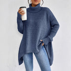 Oversize Kaschmirpullover mit Rollkragen für Damen, weit geschnitten, warm, weich, lässig gestrickt, komfortabel für den Winter – Ella