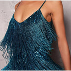 Robe Mini Élégante en Sequins avec Plumes Roses à Bretelles Spaghetti pour Soirée Cocktail