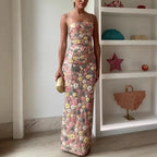 Vestido Mujer Largo Lentejuelas Flores Patchwork Sin Mangas Tirantes Bodycon Fiesta Formal Gala Cóctel Noche de Cita Boda Invitada Alfombra Roja – Aurelia