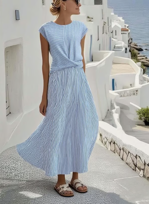 Vestido Midi Lino Beige Tirantes Finos Mujer Casual Chic Mediterráneo Playa Verano – Casa Lino