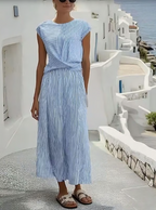 Vestido Midi Lino Beige Tirantes Finos Mujer Casual Chic Mediterráneo Playa Verano – Casa Lino