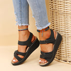 Sandali Zeppa Ortopedici da Donna con Cinturino Regolabile, Punta Aperta, Supporto dell'Arco Plantare, Scarpe Estive Casual – Alfreda