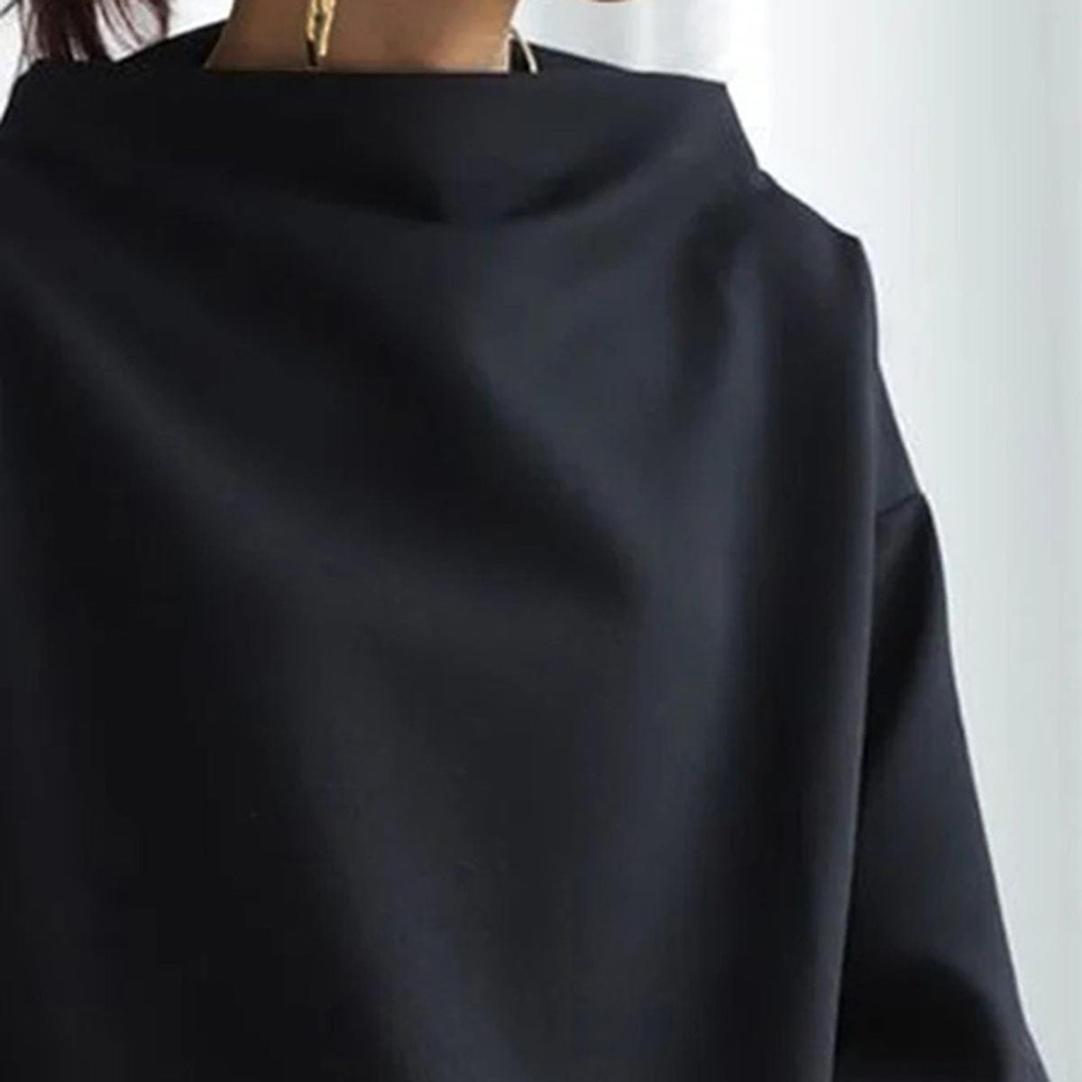 Haut Sophistiqué à Col Montant pour Femmes Silhouette Décontractée Manches Longues Élégant – Renli
