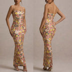 Vestido Mujer Largo Lentejuelas Flores Patchwork Sin Mangas Tirantes Bodycon Fiesta Formal Gala Cóctel Noche de Cita Boda Invitada Alfombra Roja – Aurelia