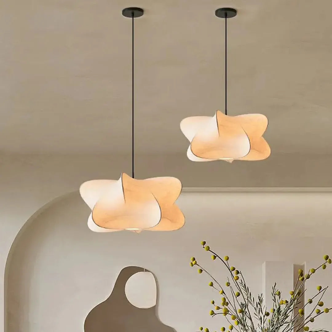 Lampe Suspendue en Soie de Style Wabi-Sabi | Design Japonais