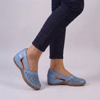 Damen Komfort Sandalen mit gewelltem Ausschnitt, weiche Sohle, atmungsaktiv, leicht, elegant, lässig, für Alltag, Strand, Urlaub, Sommer – Schwarz