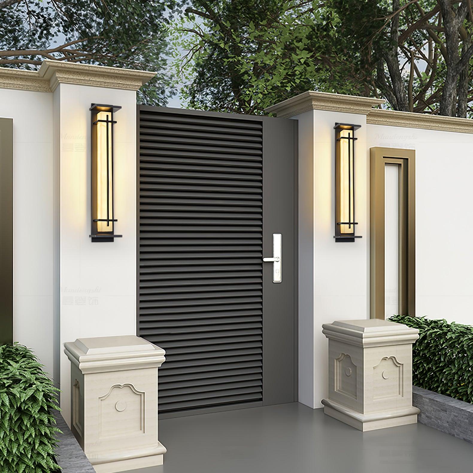Aplique de Pared Exterior Cuadrado en Alabastro Estilo Moderno Impermeable Entrada Fachada Jardín