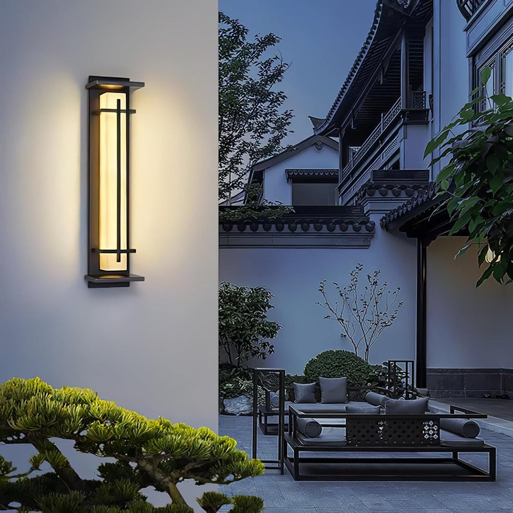 Aplique de Pared Exterior Cuadrado en Alabastro Estilo Moderno Impermeable Entrada Fachada Jardín