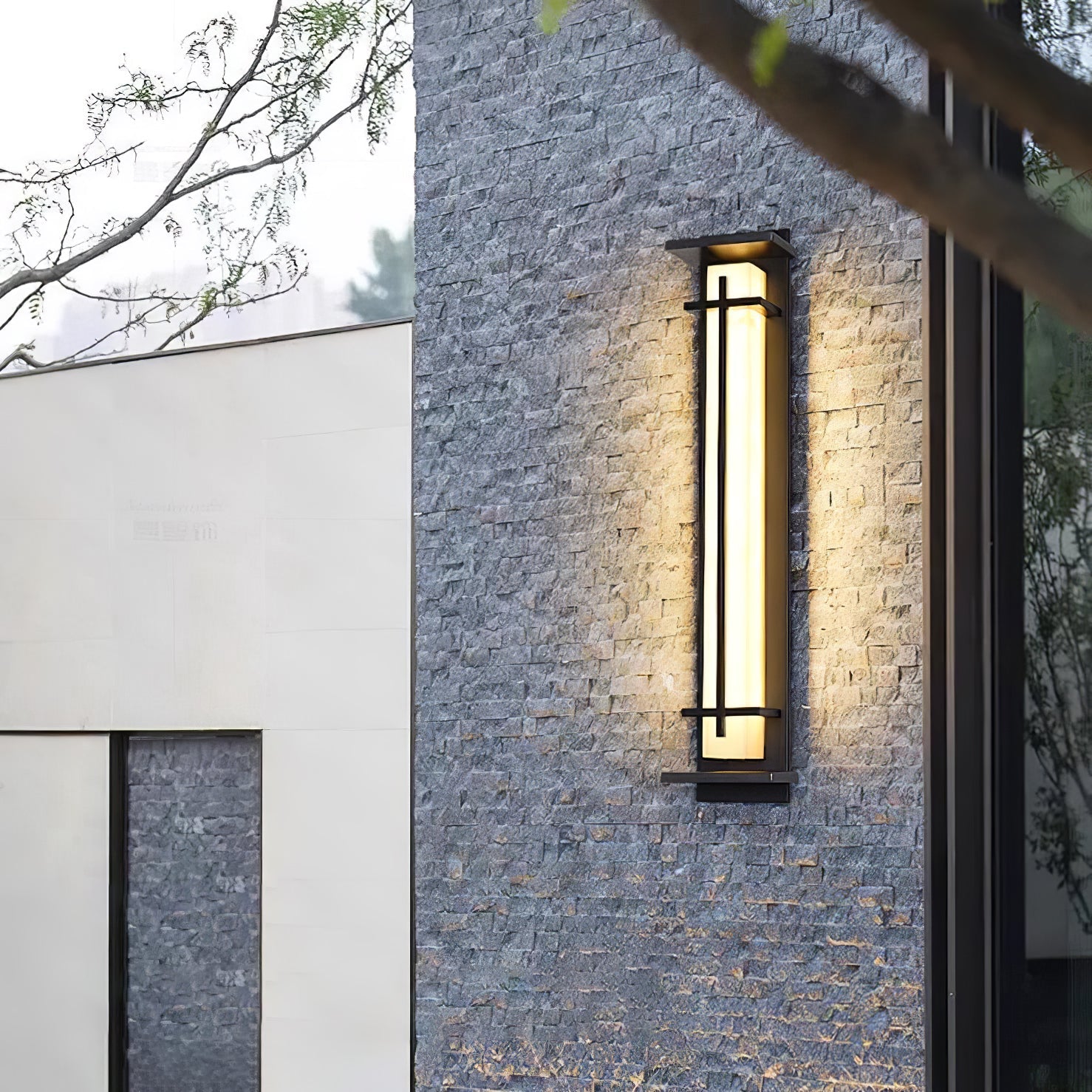 Aplique de Pared Exterior Cuadrado en Alabastro Estilo Moderno Impermeable Entrada Fachada Jardín