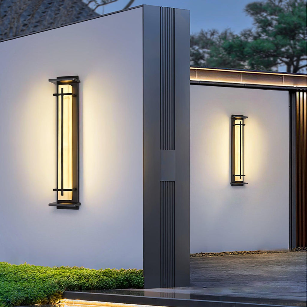 Aplique de Pared Exterior Cuadrado en Alabastro Estilo Moderno Impermeable Entrada Fachada Jardín