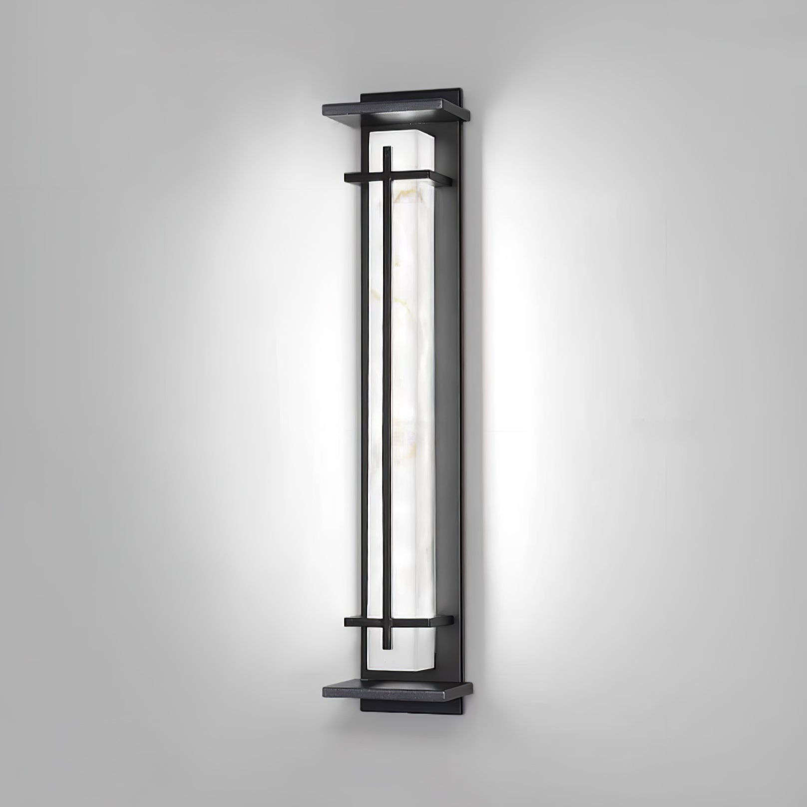 Aplique de Pared Exterior Cuadrado en Alabastro Estilo Moderno Impermeable Entrada Fachada Jardín