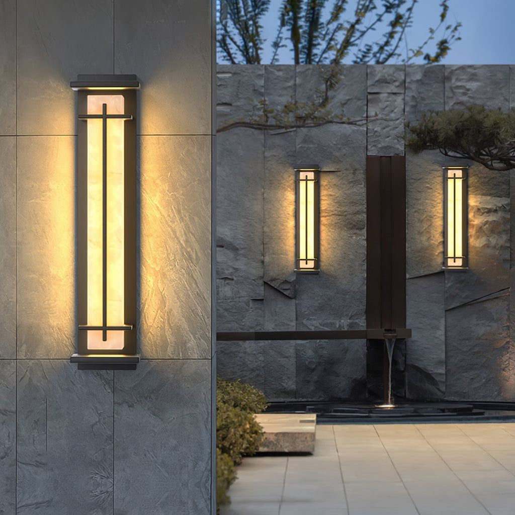Aplique de Pared Exterior Cuadrado en Alabastro Estilo Moderno Impermeable Entrada Fachada Jardín