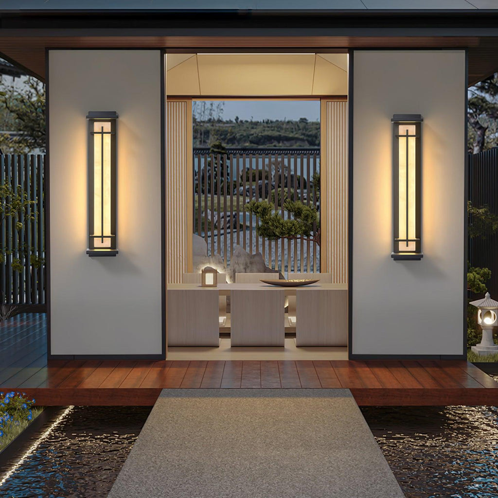 Aplique de Pared Exterior Cuadrado en Alabastro Estilo Moderno Impermeable Entrada Fachada Jardín