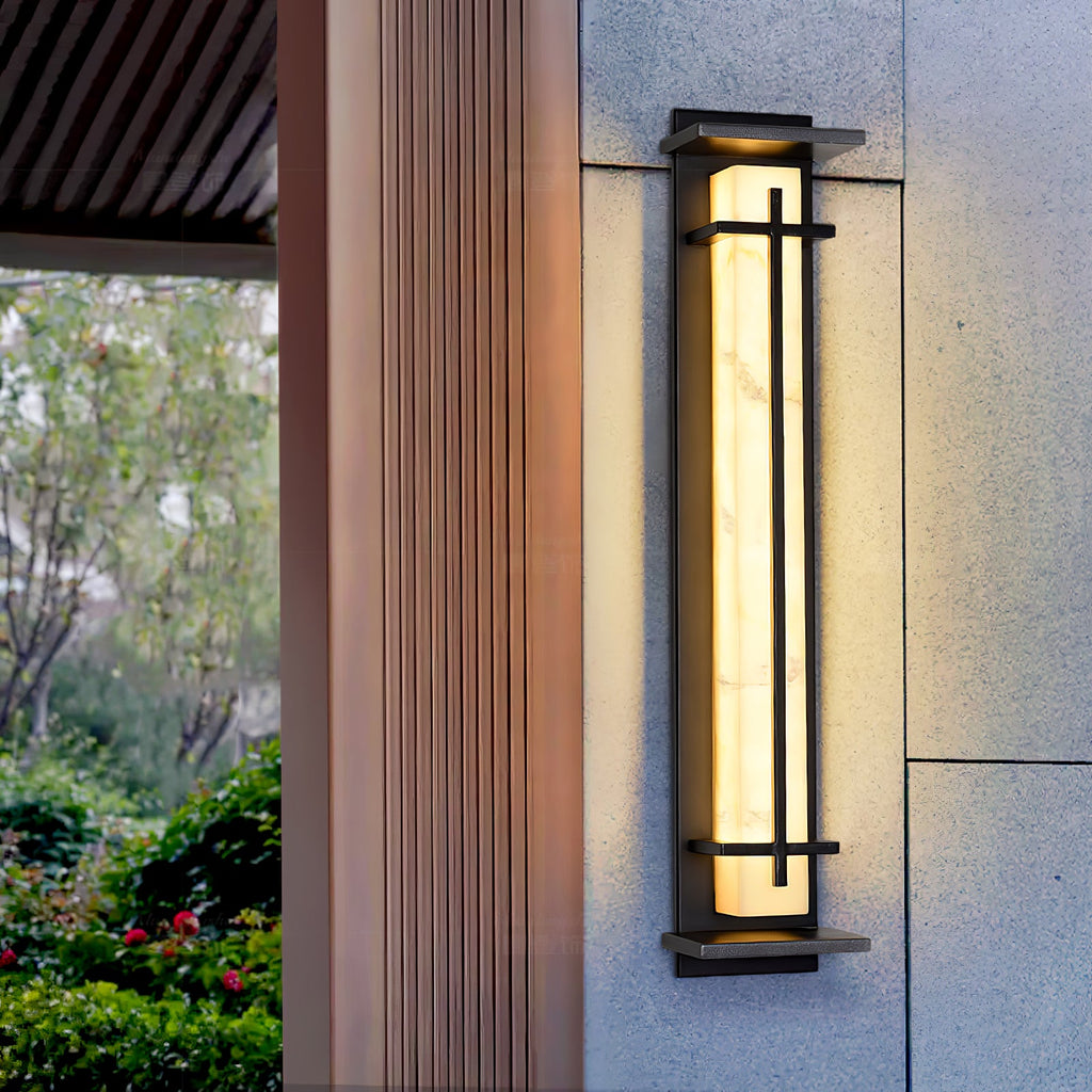Aplique de Pared Exterior Cuadrado en Alabastro Estilo Moderno Impermeable Entrada Fachada Jardín
