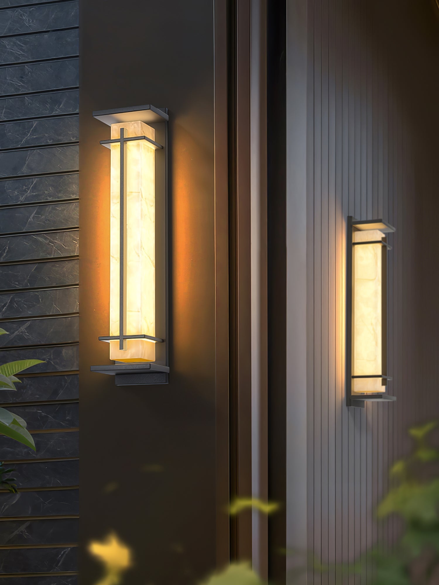 Aplique de Pared Exterior Cuadrado en Alabastro Estilo Moderno Impermeable Entrada Fachada Jardín