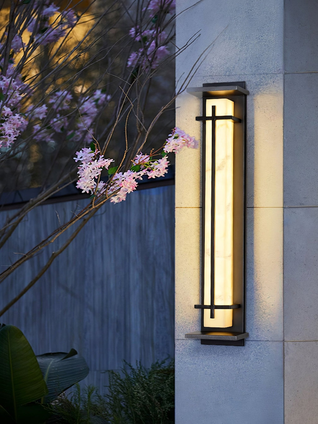 Aplique de Pared Exterior Cuadrado en Alabastro Estilo Moderno Impermeable Entrada Fachada Jardín