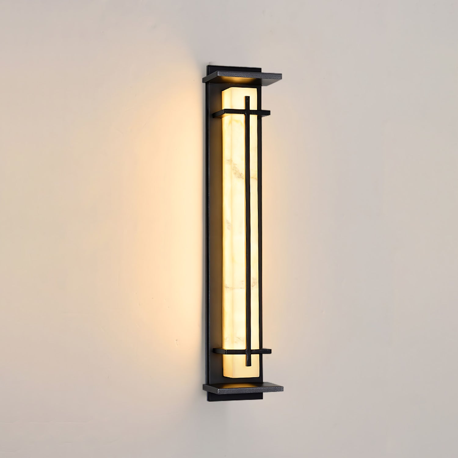 Aplique de Pared Exterior Cuadrado en Alabastro Estilo Moderno Impermeable Entrada Fachada Jardín