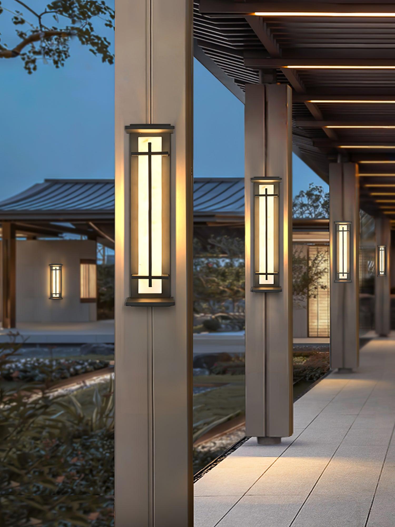 Aplique de Pared Exterior Cuadrado en Alabastro Estilo Moderno Impermeable Entrada Fachada Jardín