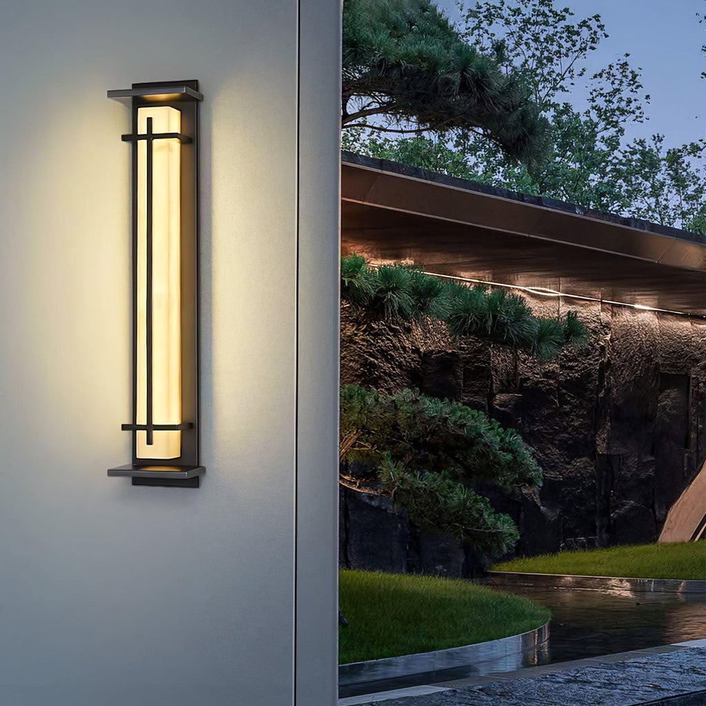 Aplique de Pared Exterior Cuadrado en Alabastro Estilo Moderno Impermeable Entrada Fachada Jardín