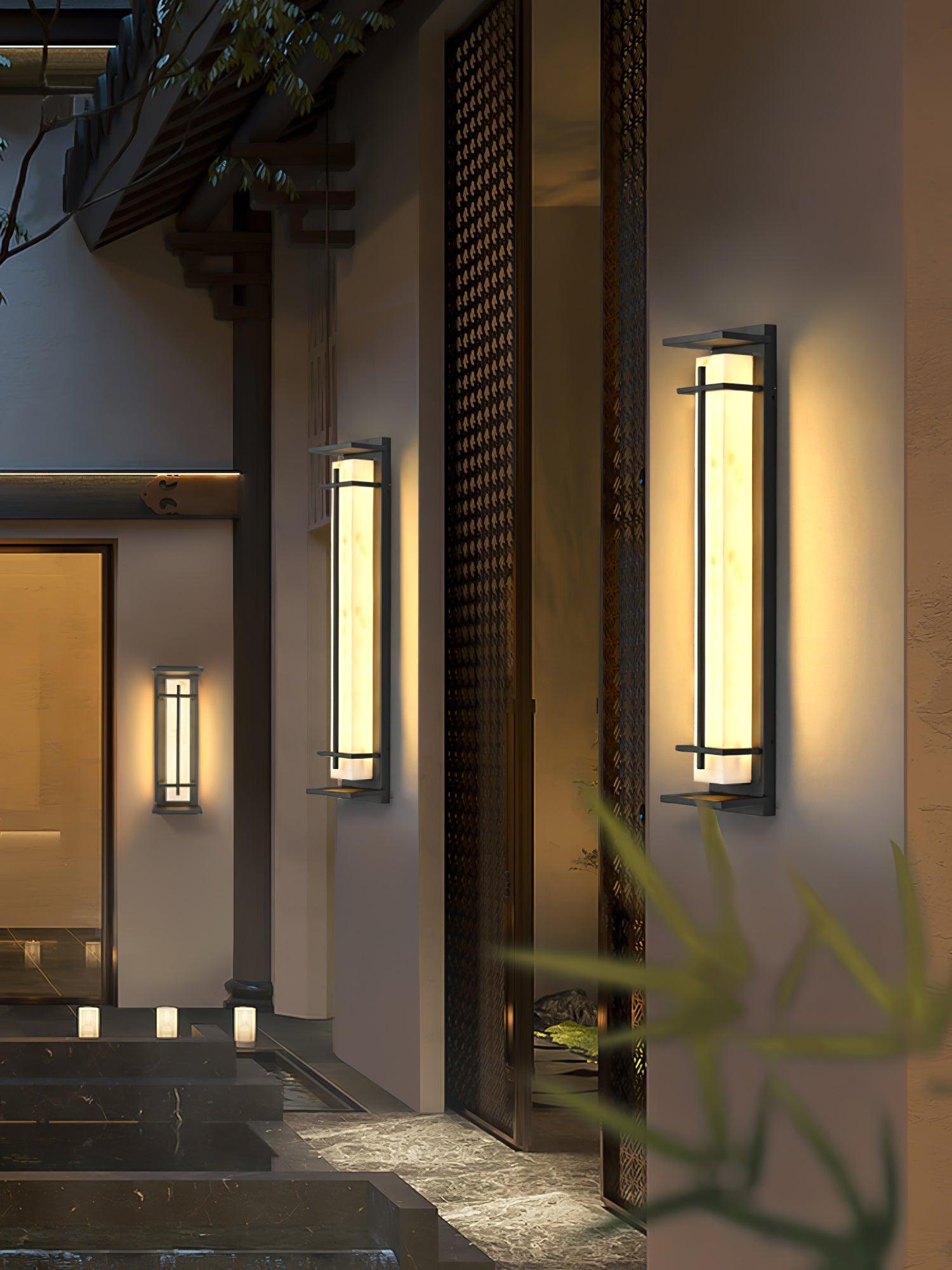 Aplique de Pared Exterior Cuadrado en Alabastro Estilo Moderno Impermeable Entrada Fachada Jardín