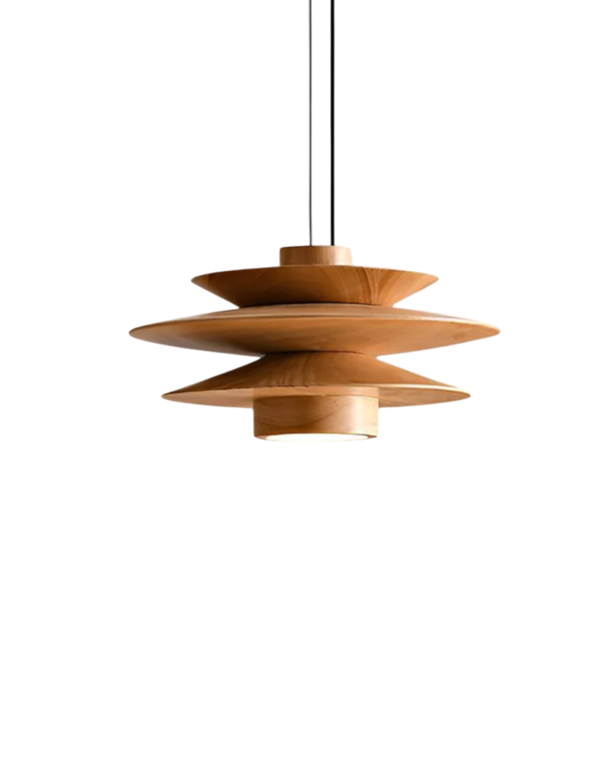 Plafonnier Suspension en Bois de Rubberwood | Design Côtier Moderne