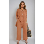 Ensemble de Pantalon Trois Pièces pour Femmes - Débardeur, Pantalons Amples, Élégant, Polyvalent et Chic