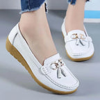 Mocassini ortopedici in pelle da donna, slip-on, piatti, con supporto dell'arco plantare, scarpe casual per tutti i giorni