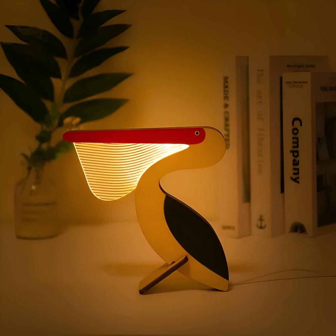 Lampe de Table LED en Bois et Acrylique | Design Animaux