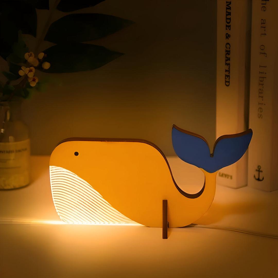 Lampe de Table LED en Bois et Acrylique | Design Animaux