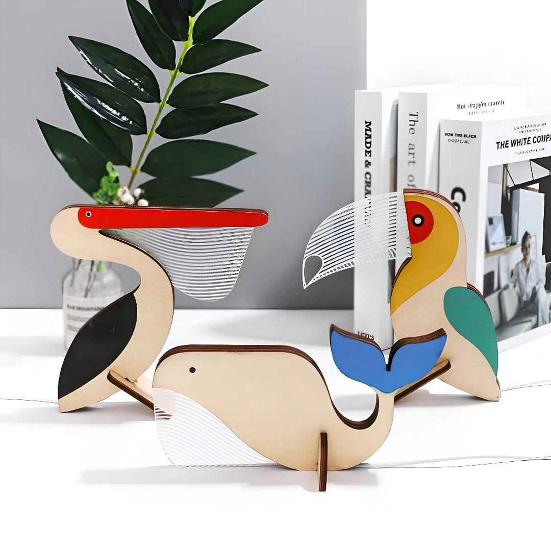 Lampe de Table LED en Bois et Acrylique | Design Animaux