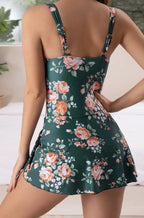Robe de Bain Élégante Une Pièce Pour Femmes Avec Contrôle DuVentre,Jupe Évasée, Nœud Latéral, Floral, Plage, Été – Multicolore