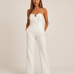 Combinaison Femme Sans Manches Col V Structuré Épurée Ajustée Minimaliste Soirée Mariage Gala Cocktail Occasion Spéciale – Lolanne
