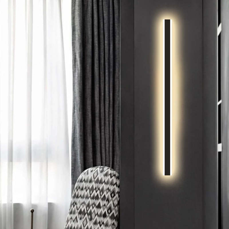 Wasserdichte Außen-Wandlampe Linear Matt-Schwarzes Acrylpaneel – Vynn