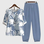 Lässiges Damen-Set aus zwei Teilen mit Print, kurzärmeligem Oberteil und weiten, bequemen Hosen für den Alltag – Alessia