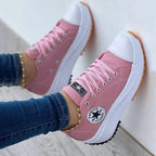 Baskets à Plateforme Femme Toile Lacets Casual Streetwear Semelle Épaisse - Hiverline