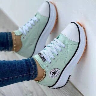 Baskets à Plateforme Femme Toile Lacets Casual Streetwear Semelle Épaisse - Hiverline