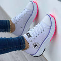 Baskets à Plateforme Femme Toile Lacets Casual Streetwear Semelle Épaisse - Hiverline