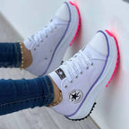 Baskets à Plateforme Femme Toile Lacets Casual Streetwear Semelle Épaisse - Hiverline