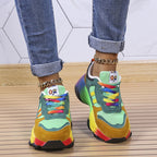 Baskets Chunky Femme à Lacets Arc-en-Ciel Semelle Épaisse Chaussures Décontractées Légères - Hiverline