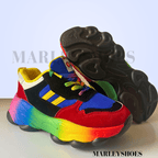 Baskets Chunky Femme à Lacets Arc-en-Ciel Semelle Épaisse Chaussures Décontractées Légères - Hiverline